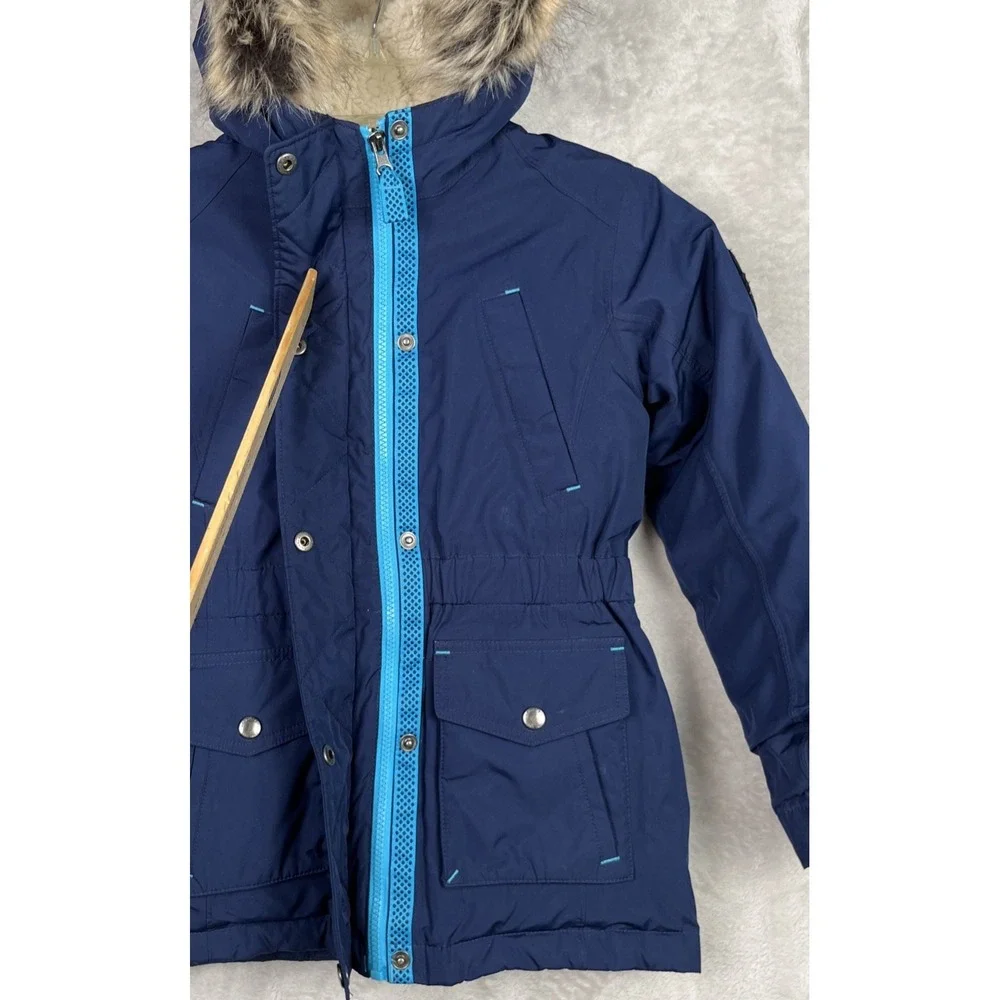 Lands End Girls Coat Large 6X - 7 Expedition Down Parka‎ Hood Grow Along Sherpa